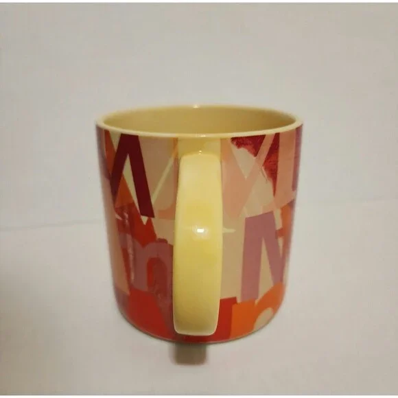 Anthropologie Lottie 18.5 oz Monogram Mug "M" Orange Yellow Stoneware 3.75x3.75" - Picture 3 of 9